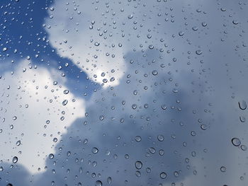Full frame shot of wet glass window