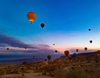 Hot air balloons flying in sky