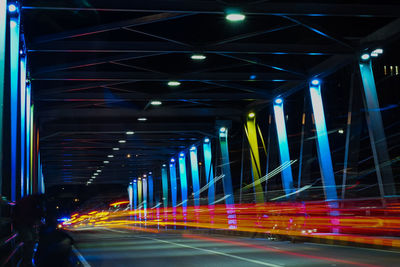 Light trails on street in city at night