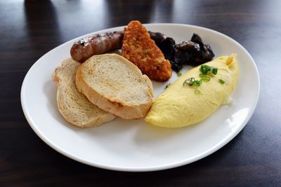 Close-up of meal served in plate on table