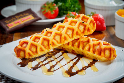 Close-up of burger on plate