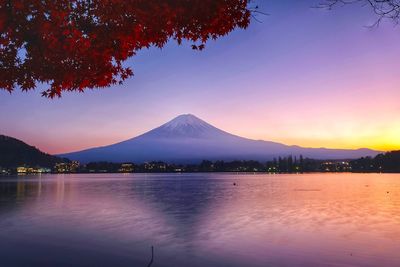 Scenic view of lake during sunset