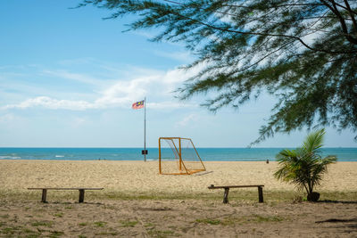 Scenic view of beach against sky