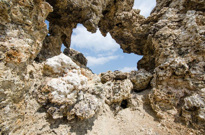 Low angle view of rock formation