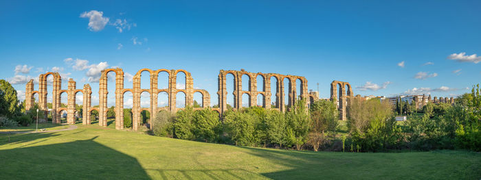 Roman aqueduct called the miracles, merida, extremadura. spain