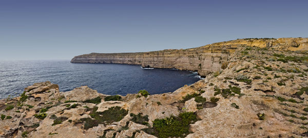 Scenic view of sea against clear sky