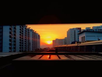 Buildings at sunset