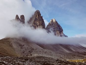 Panoramic view of rocky mountains against sky