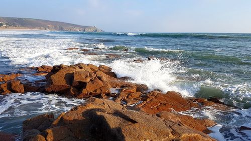 Scenic view of sea against clear sky