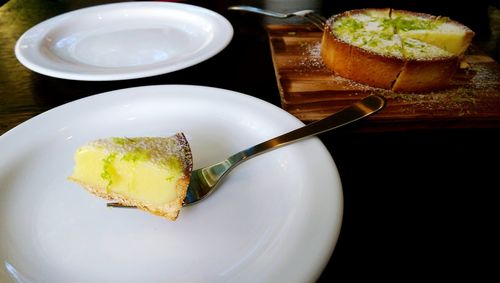 Close-up of served food in plate