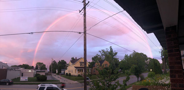 Panoramic view of buildings against sky during sunset
