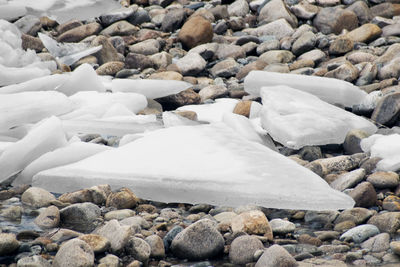 Rocks in sea during winter