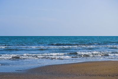 Scenic view of sea against clear sky