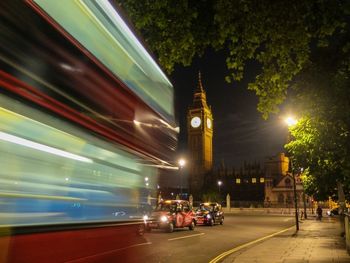 Traffic on road at night