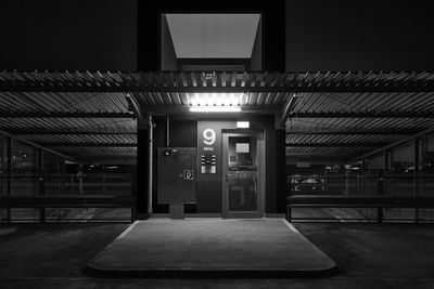 View of illuminated entrance at night