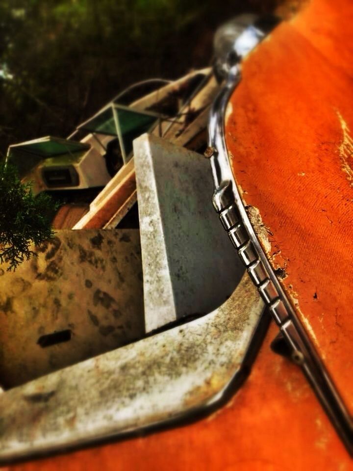 close-up, metal, rusty, obsolete, selective focus, old, damaged, focus on foreground, wood - material, abandoned, deterioration, no people, day, transportation, metallic, machinery, outdoors, still life, run-down, high angle view