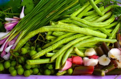 High angle view of chopped vegetables