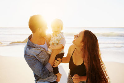 Family enjoying at beach