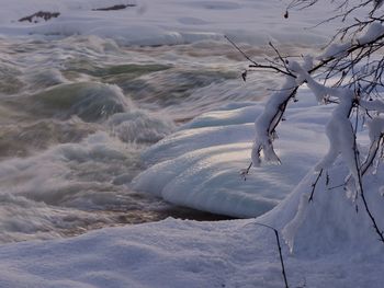 Winter landscape, waterfall storforsen in the north of sweden