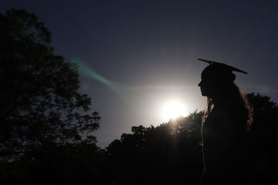 Graduation cap sunrise and sunset silhouette 