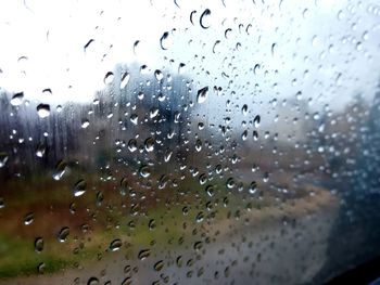 Full frame shot of raindrops on glass window