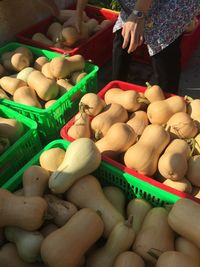 High angle view of vegetables for sale at market stall