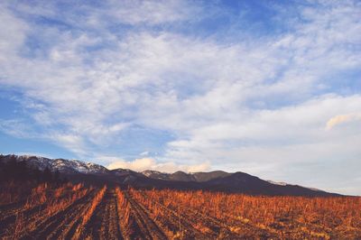 Scenic view of mountains against sky