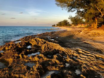 Scenic view of sea against sky during sunset