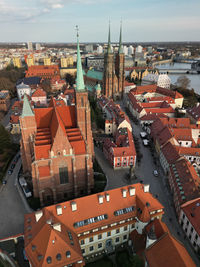 High angle view of townscape against sky