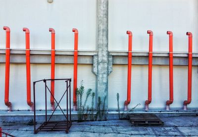 Red pipe against water