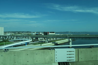 Bridge over city against sky