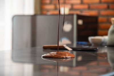 Close-up of laptop on table