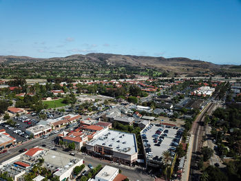 High angle view of townscape against sky