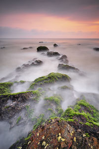 Scenic view of sea against sky during sunset