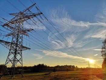 Sunset and high voltage power line