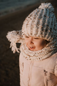 Portrait of girl wearing hat