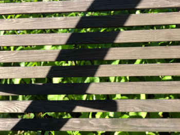 High angle view of wooden fence