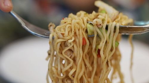 Close-up of pasta in plate