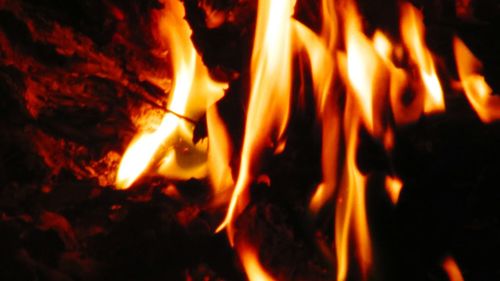 Close-up of bonfire at night