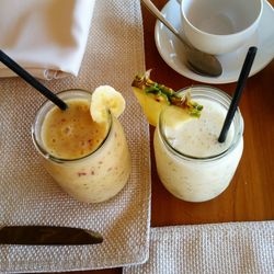 Close-up of breakfast on table