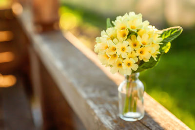 Close-up of white flower vase on table