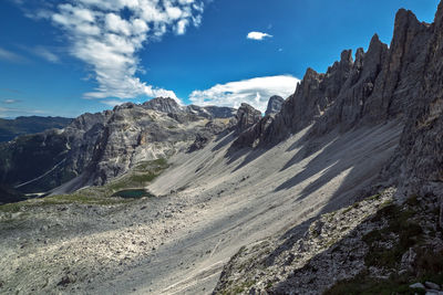 Tre cime national park alpine landscape, italy, trentino alto adige