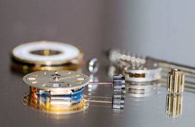 High angle view of glasses on table