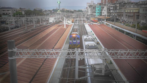 Railroad tracks in city