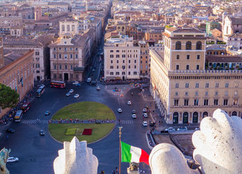 High angle view of buildings in city