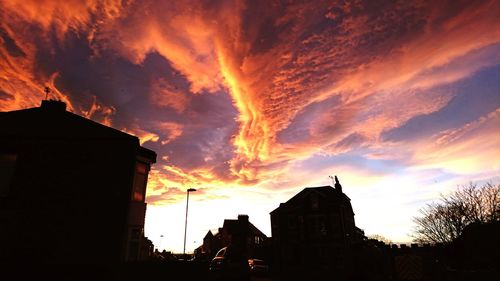 Silhouette of buildings at sunset