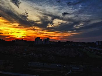 Silhouette buildings against sky during sunset