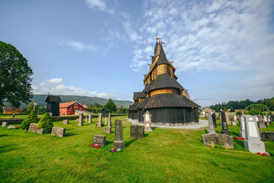 Panoramic view of temple against sky