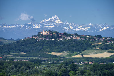 Scenic view of residential district against sky