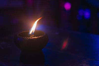 Close-up of lit candle